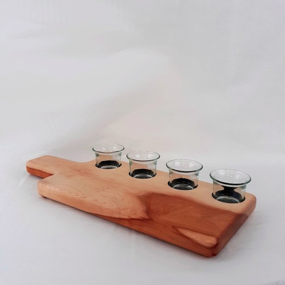 Butter/Charcuterie/Serving Board Handcrafted wi 4 Glass Serving Cups and Spoons - Picture 2 of 8